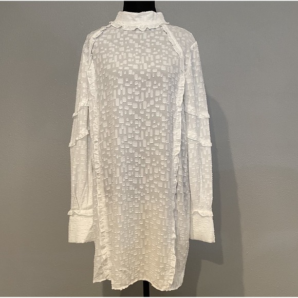 NWT IRO White Textured Ruffle Tunic Dress Size 40 Lightweight Slightly Sheer - Picture 1 of 9